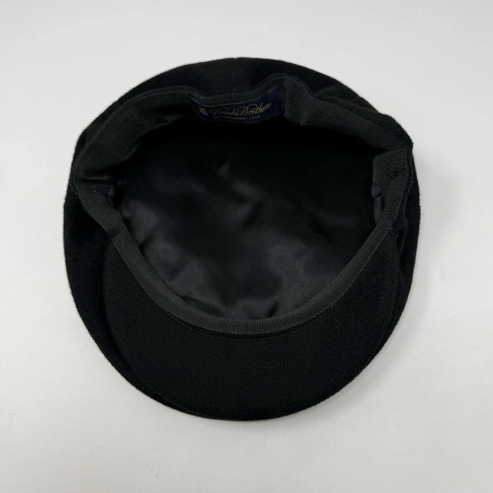 Brooks Brothers Newsboy Cap Size Large Black 100% Cashmere Cabbie Hat Made Italy